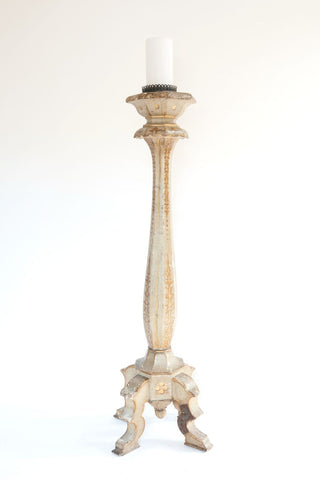 Huge Antique French Handpainted Church Candleholder