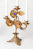 Pair Beautiful Antique French Gilt Jewelled Floral Candelabras