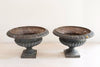 Pair Antique French Cast Iron Black Urns