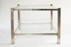 Stunning Mid Century French Chrome, Gold and Glass Two Tier Coffee Table