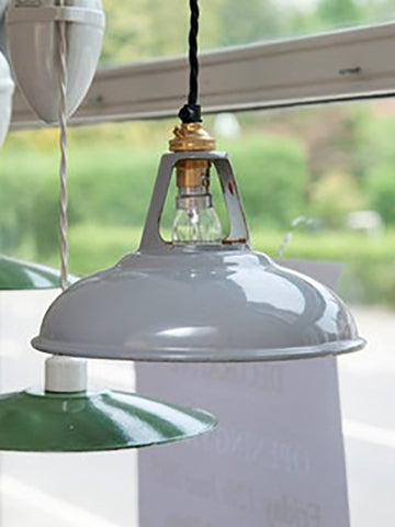 Rare 1930's Original Coolicon Grey Enamel Industrial Lights - Decorative Antiques UK  - 1