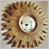 Large Mid Century French Sunburst Mirror with convex glass - Decorative Antiques UK  - 3