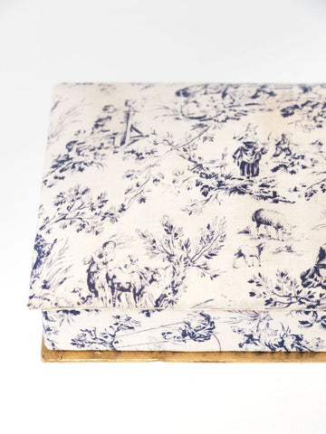 Vintage French Fabric covered cardboard box
