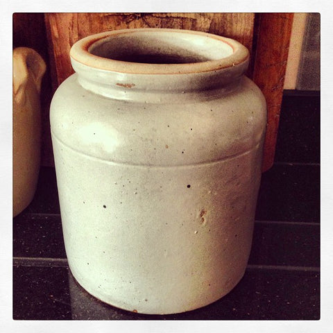 Vintage French Mustard Stoneware Pot - Decorative Antiques UK