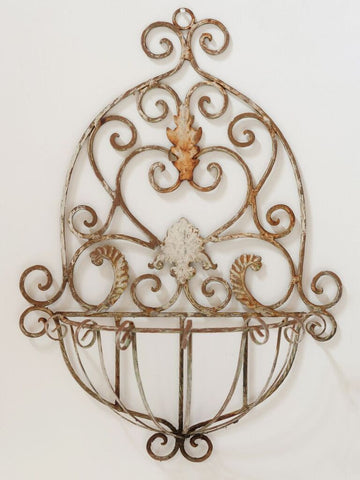 Pretty Vintage French Iron Wall Planter - Decorative Antiques UK - 1