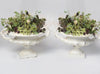 Pair Antique French Cast Iron White Urns with handles