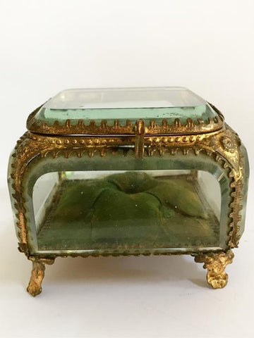 Antique 19th Century French Bevelled glass Jewellery casket