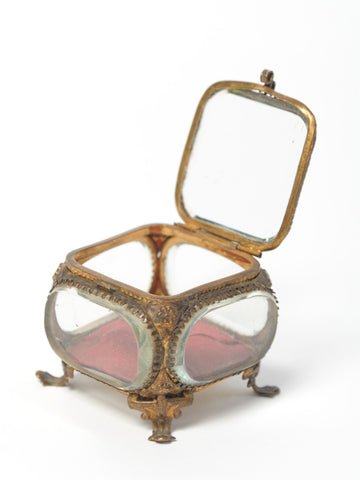 Antique French Bevelled Glass Jewellery Casket
