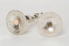 Pair Antique Swedish Mercury Glass Candlesticks with white handpainted design