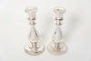Pair Antique Swedish Mercury Glass Candlesticks with white handpainted design