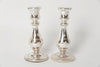 Pair Antique Swedish Mercury Glass Candlesticks with white handpainted design