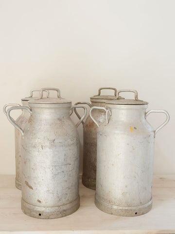 Vintage French Nestle Aluminium Lidded Milk Churns