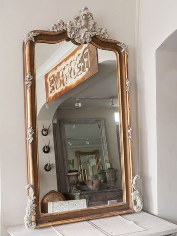 Stunning Large Antique French Gilt Crested Mirror - Decorative Antiques UK  - 1