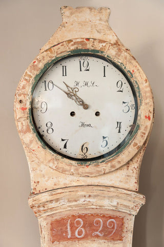 Antique Swedish Dry Scraped Mora Clock dated 1829