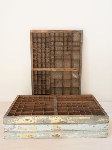 Antique French Printer Trays with original painted front