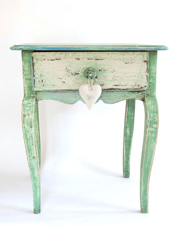Antique French Country Lamp/Side Table revealing its original paint