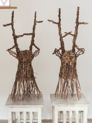 Pair Willow Stag Heads - Decorative Antiques UK - 1