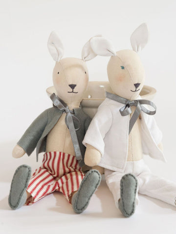 Beautiful Handmade Rabbit Dolls, using Vintage Linens