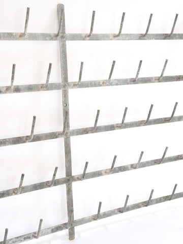 Vintage French Galvanised Zinc Bottle drying wall racks