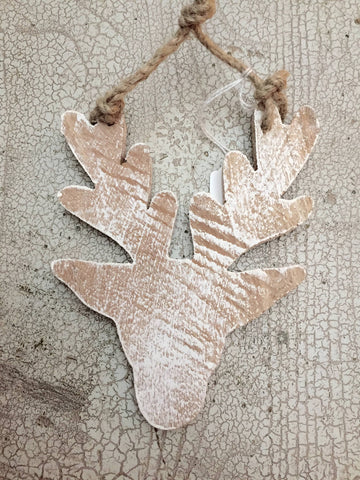 Lovely wooden stag head hanging decoration - Decorative Antiques UK