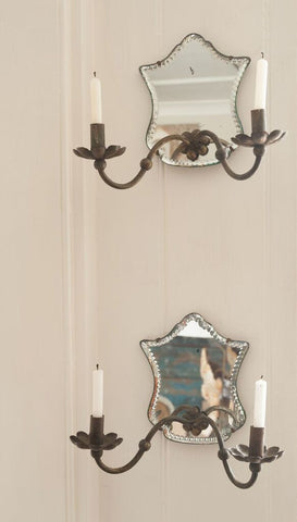 Pair Venetian Mirrored Wall Sconces