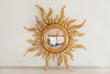 Mid Century French Sunburst Mirror with Convex Glass