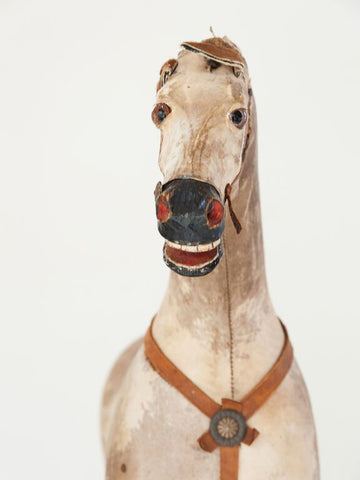 Stunning Antique French Decorative Toy Horse on Wheels - Decorative Antiques UK  - 1