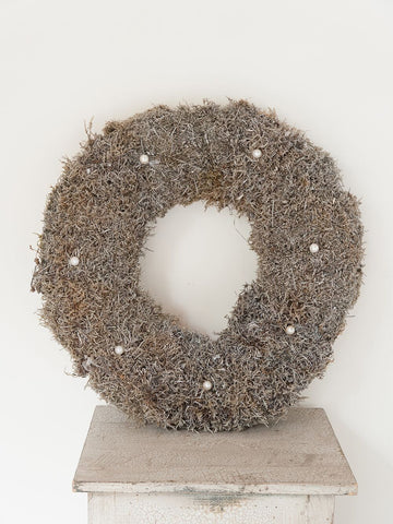 Beautiful Dutch Moss Wreath with Pearl decorations - Decorative Antiques UK - 1