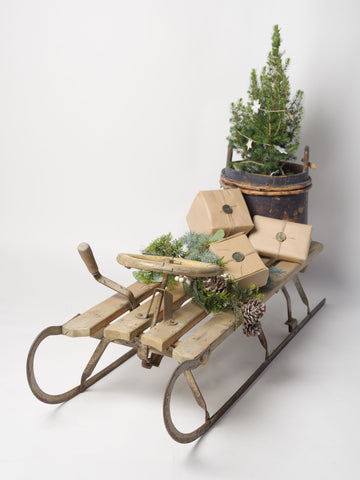 Swedish Toboggan with steering wheel and brake, circa 1920