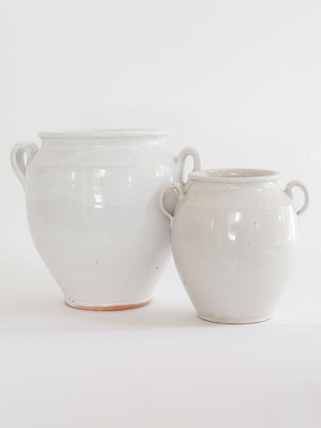 Antique 19th Century French White Glaze Confit Pots