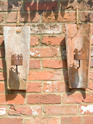 Antique French Terracotta Roof Tile Candle Wall sconce