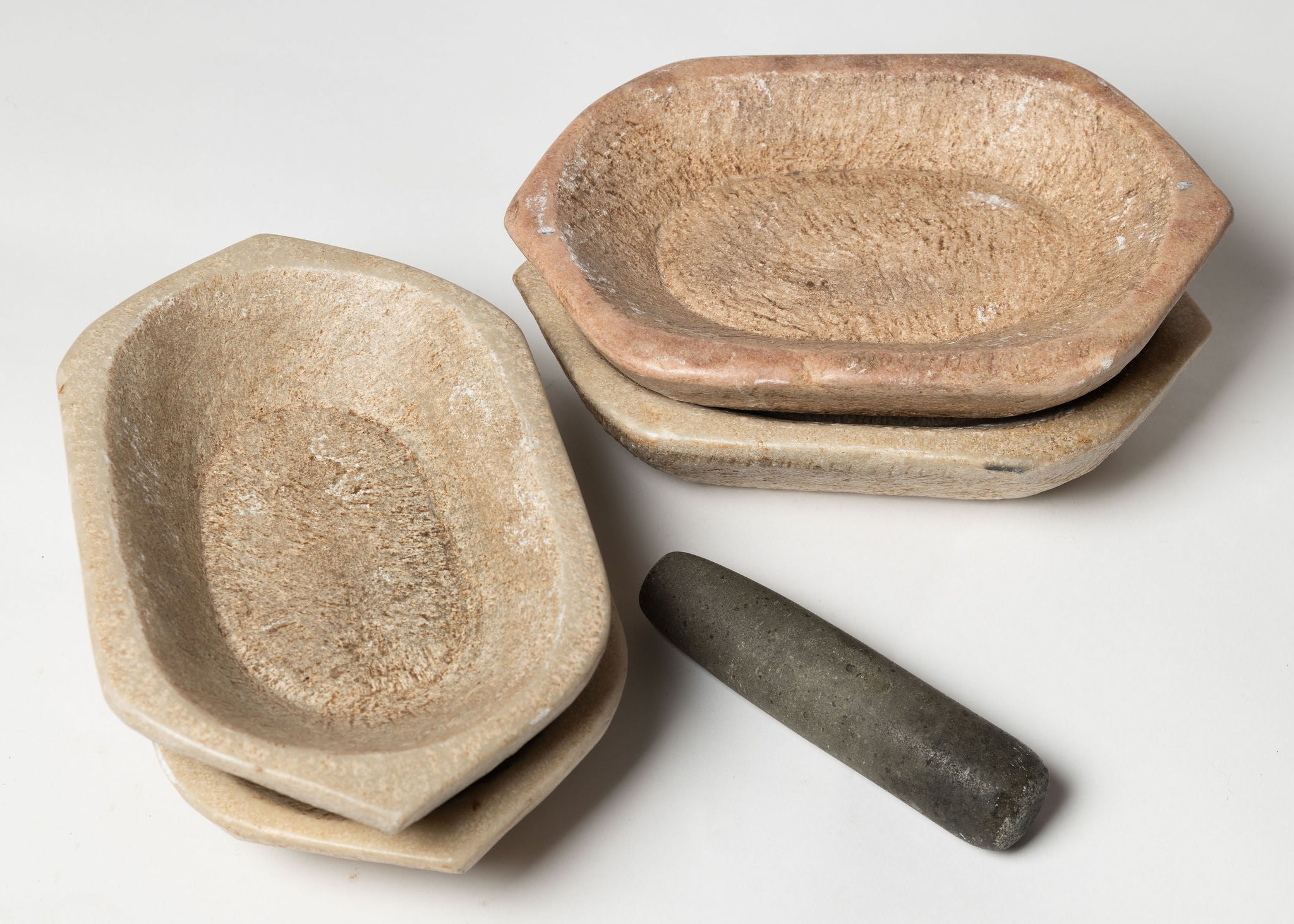 Vintage Rajasthan shaped marble stone bowls/mortars