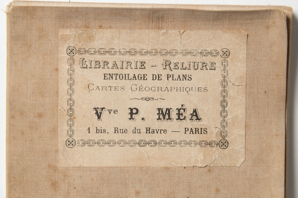 Rare Antique linen fabric backed French Map of Clamecy, dated 1845