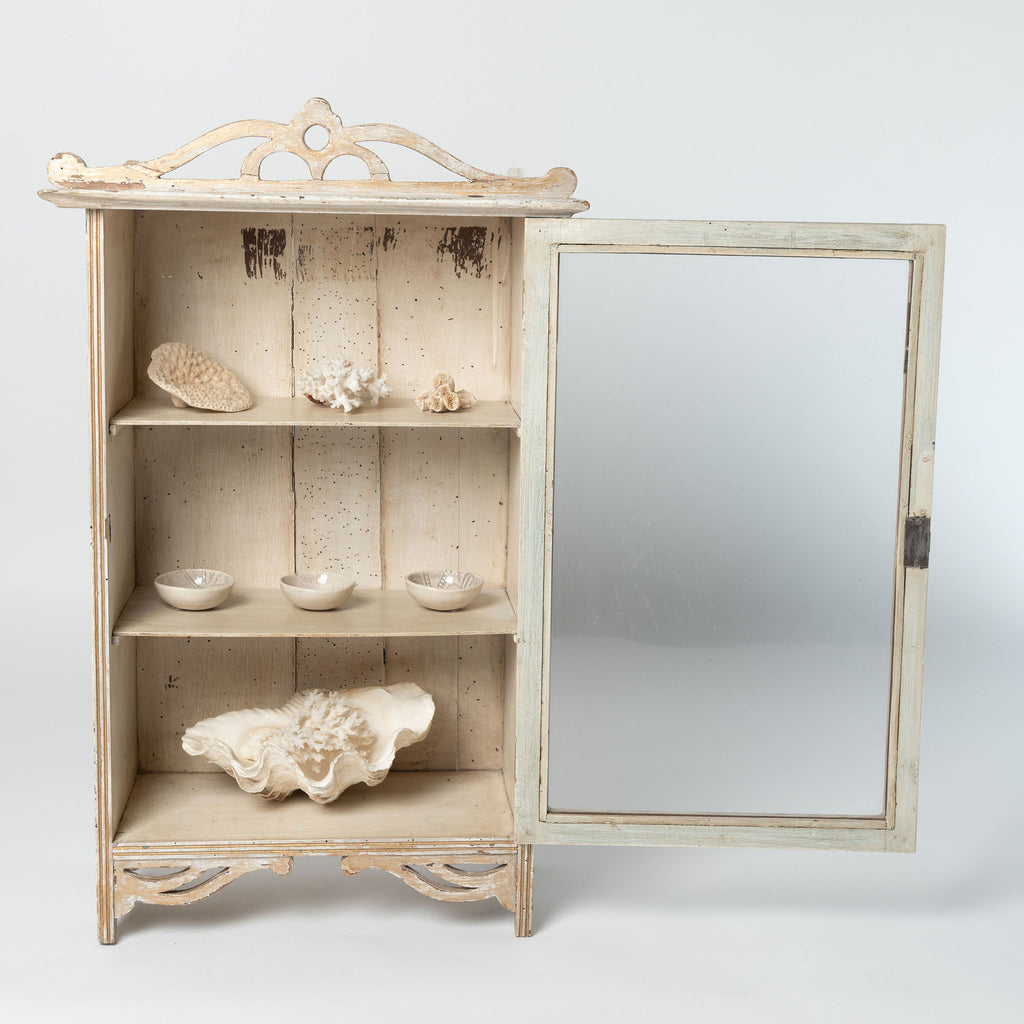 Antique French glazed wall cabinet
