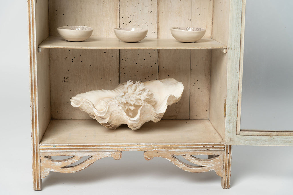 Antique French glazed wall cabinet