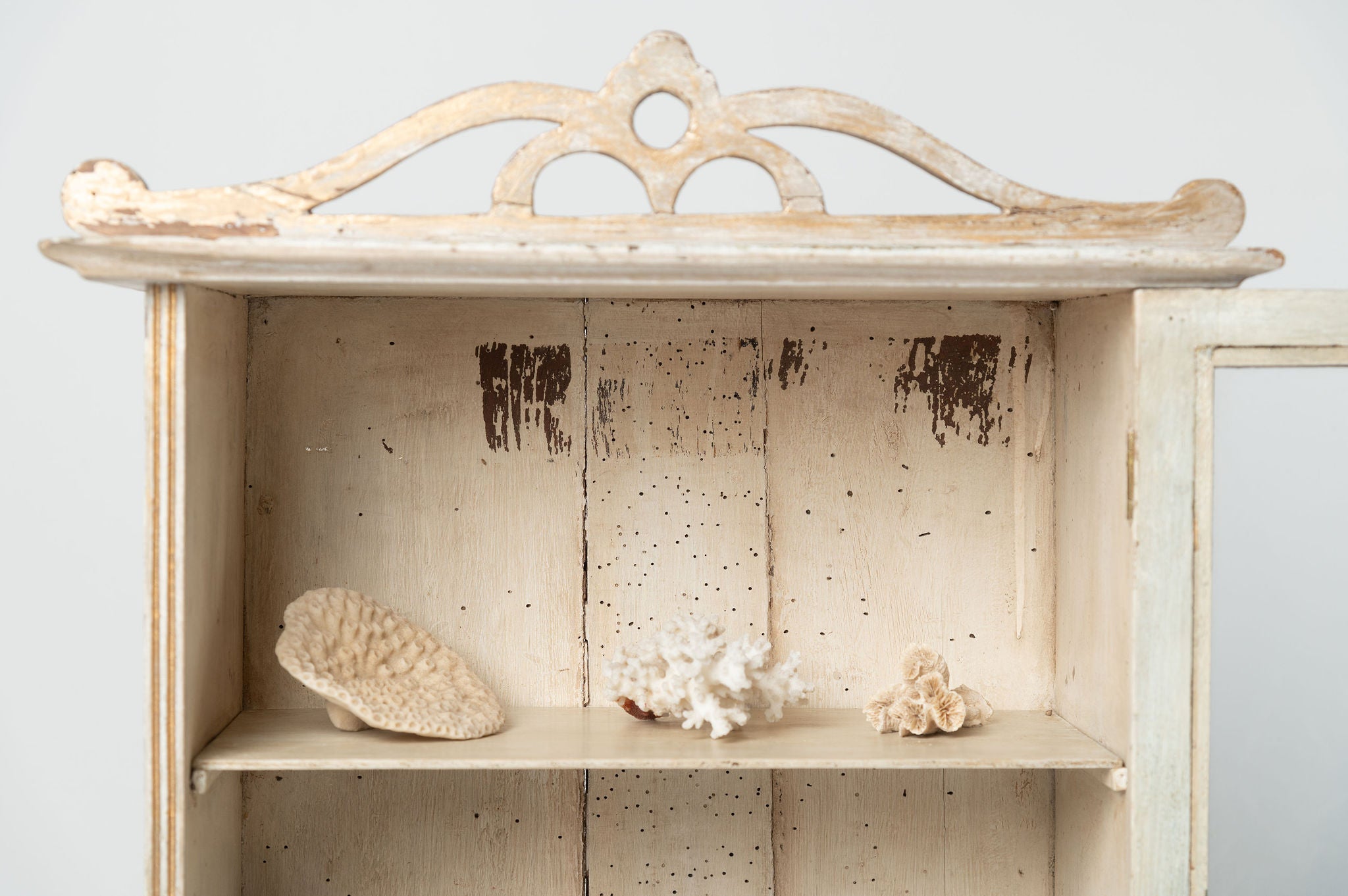 Antique French glazed wall cabinet