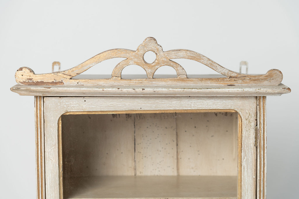 Antique French glazed wall cabinet