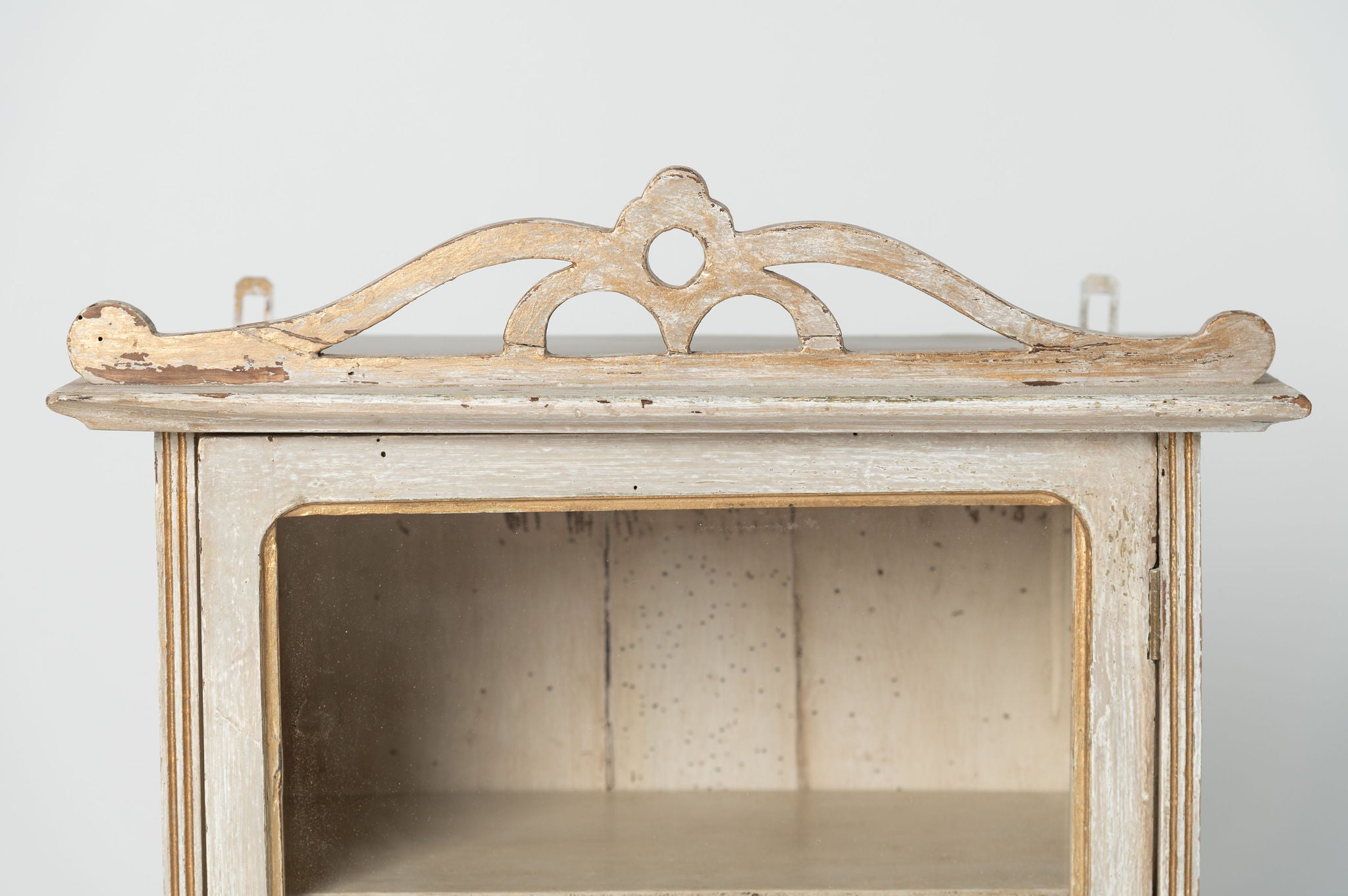 Antique French glazed wall cabinet