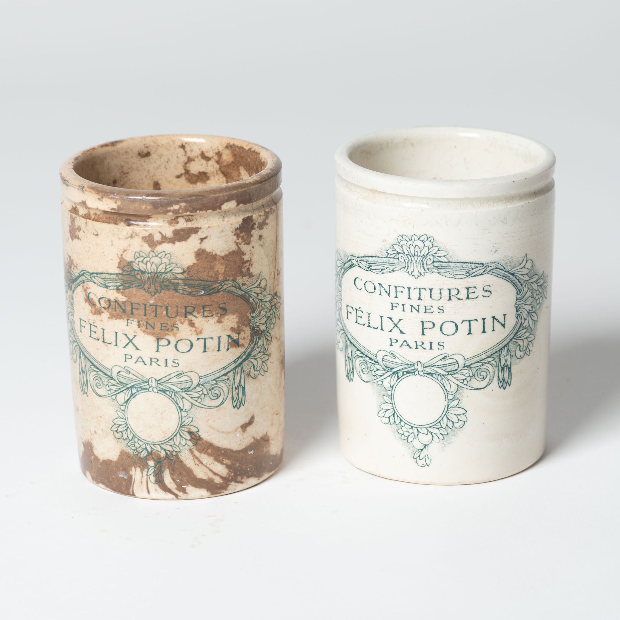 Antique French Felix Potin Confiture pots