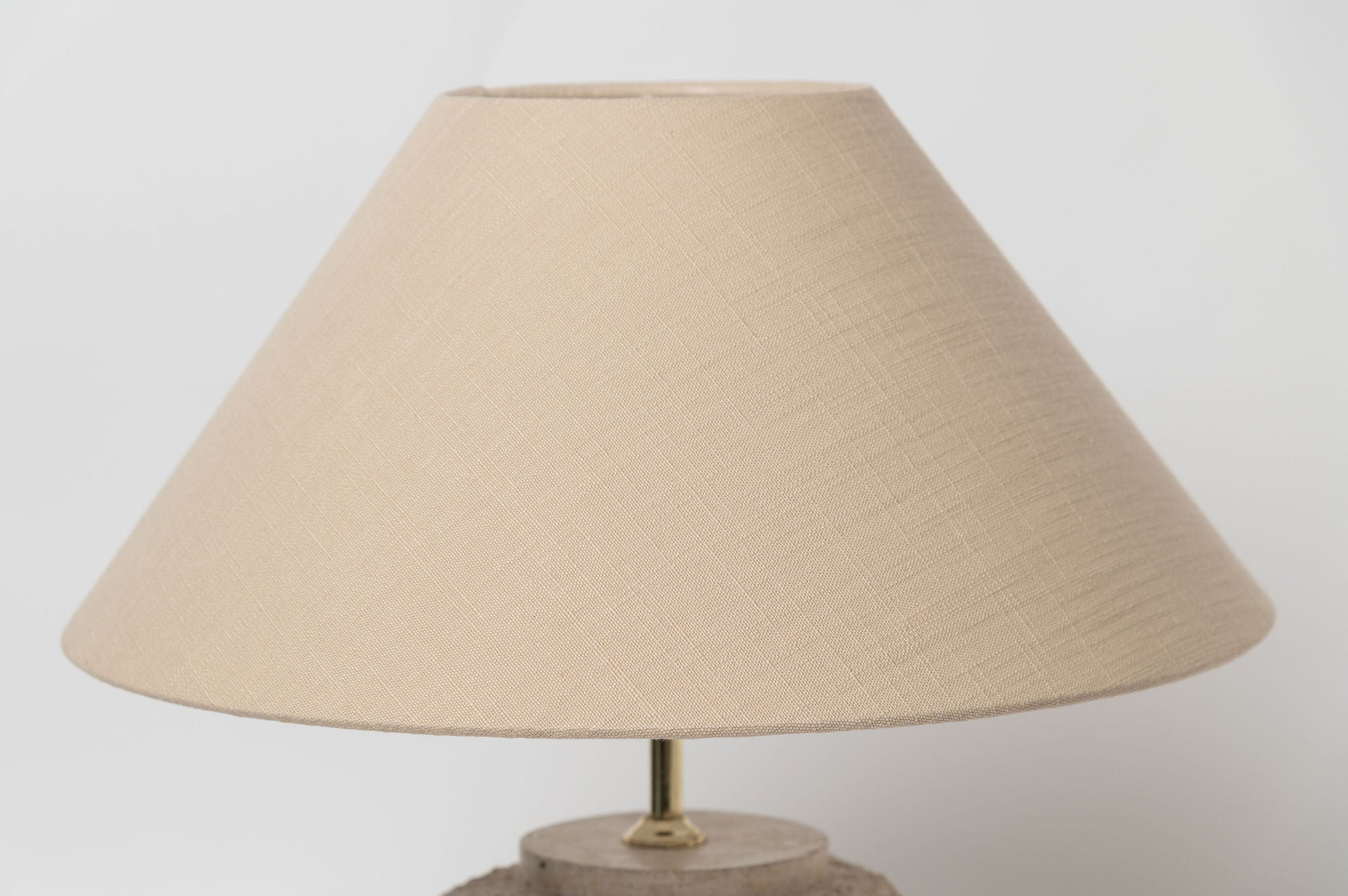 Post Modern Round Tessellated stone pedestal and matching table lamp with linen shade