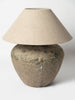 Beautiful large barnacled textured jar lamp with thick Belgian linen shade