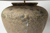 Beautiful large barnacled textured jar lamp with thick Belgian linen shade