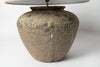 Beautiful large barnacled textured jar lamp with thick Belgian linen shade