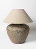 Beautiful large barnacled textured jar lamp with thick Belgian linen shade