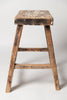 Vintage Chinese elm stool with traces of paint to the seat