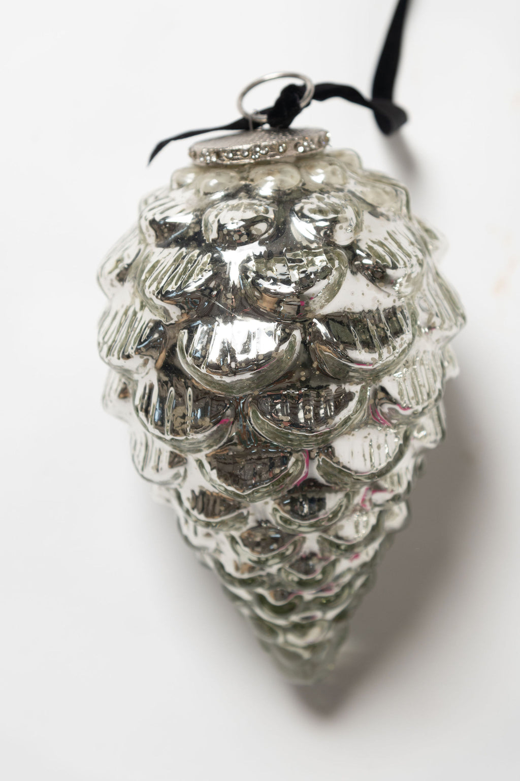 XL Mercury glass style pine cone hanging decorations