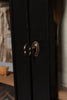 Large vintage black painted 4 door glazed cabinet