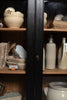 Large vintage black painted 4 door glazed cabinet