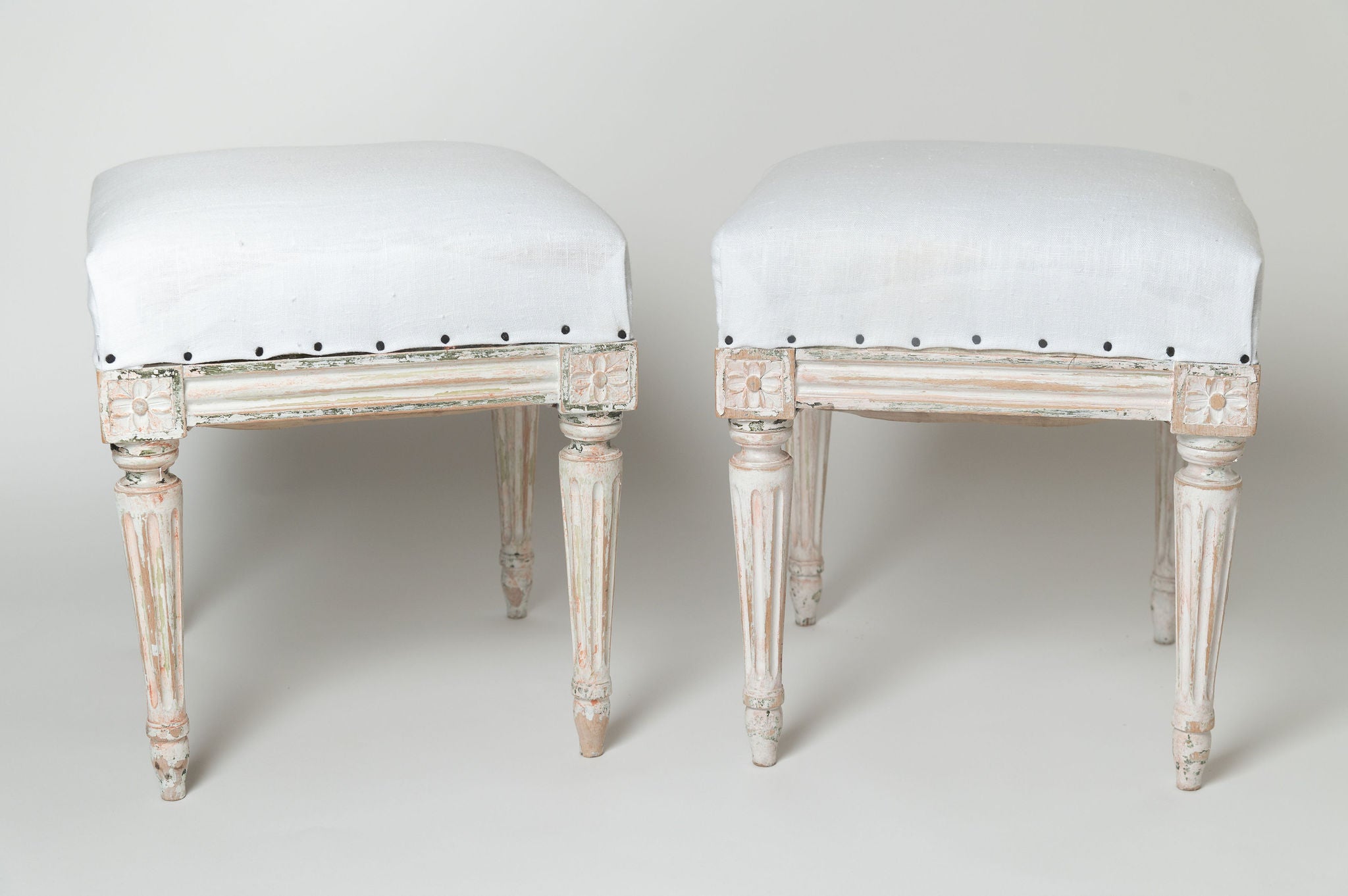 Antique Swedish Gustavian upholstered stools