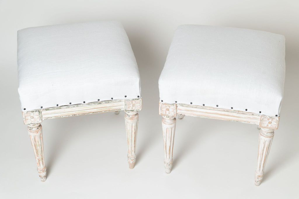 Antique Swedish Gustavian upholstered stools